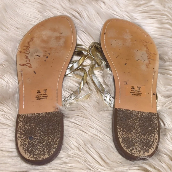 Sam Edelman Gold strappy sandals 10M - Picture 4 of 5